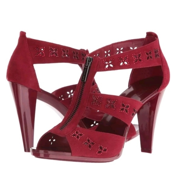 Michael Kors Red Heels with Perforated Design - Picture 1 of 7